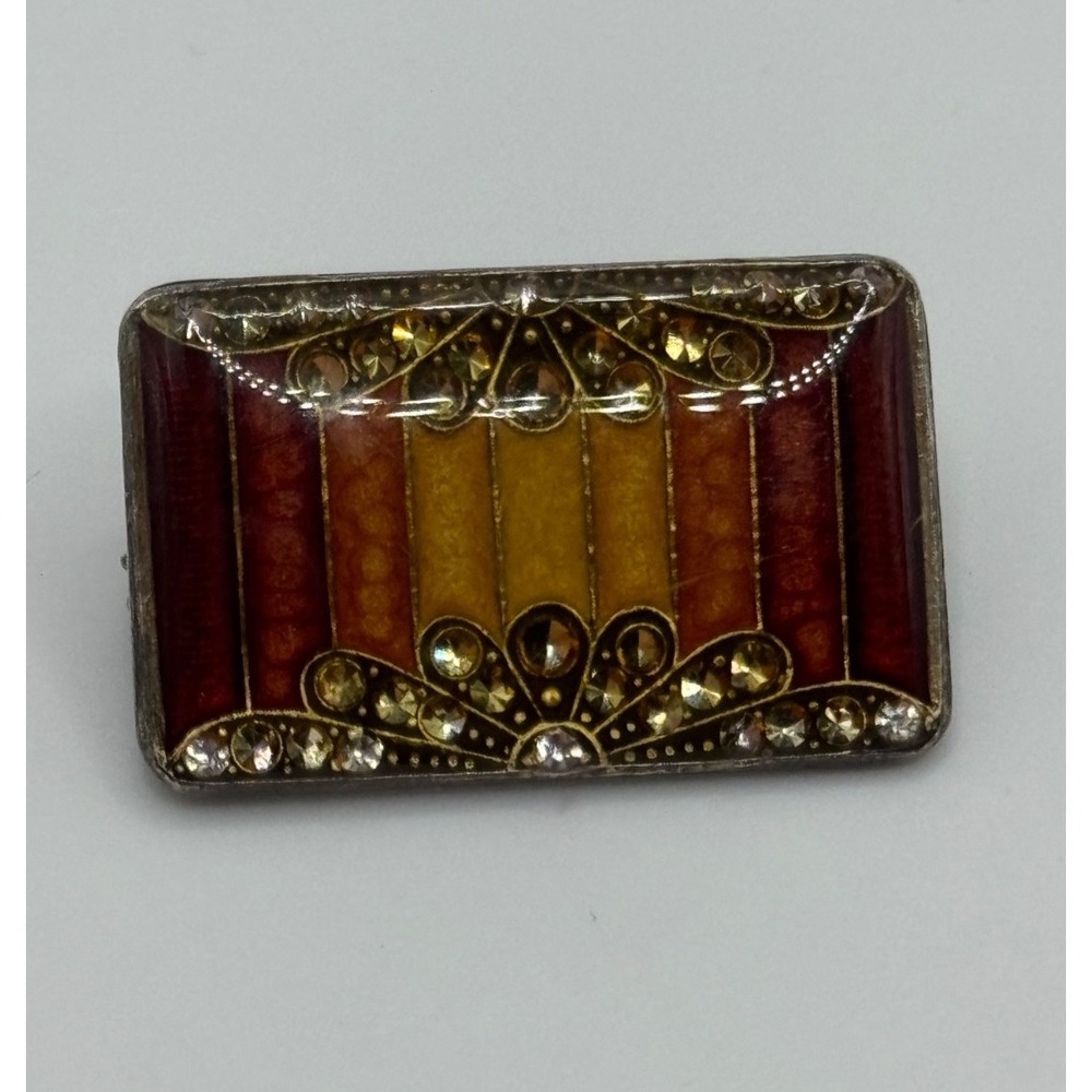 Vintage Pierre Bex Signed Art Deco Revival Enamel Brooch Pin